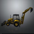 Yellow Backhoe Loader Construction Equipment Featuring Front Loader Bucket Rear Excavator Arm And Operator Cab 3d model