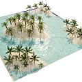 Tropical Garden Landscape With Water Features And Palm Trees On Sandy Islands