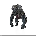 Fantasy Monster Character With Gray Fur Red Eyes And Humanoid Structure