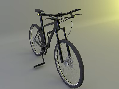 Black Mountain Bike with Sturdy Frame Large Tires Disc Brakes and Kickstand 3d model