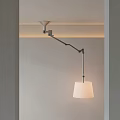 Modern Adjustable Floor Lamp With Metal Arm And White Lampshade In Minimalist Interior