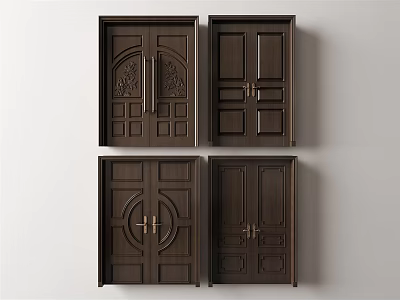 New Chinese Double Door 3d model