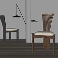 Modern Slatted Back Dining Chairs With Upholstered Seat And Black Wooden Frames 3d model