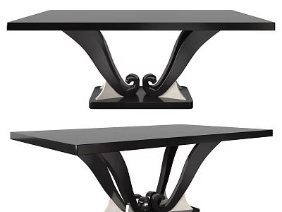 Sleek Black Coffee Table With Curved Legs And Metal Accent Base Design 3d model