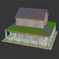Classical Two Story Building With Red Tiled Roof White Walls And Columns