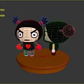 Two Angry And Side Facing Cartoon Characters With Black Hair Red Accessories On Orange Base