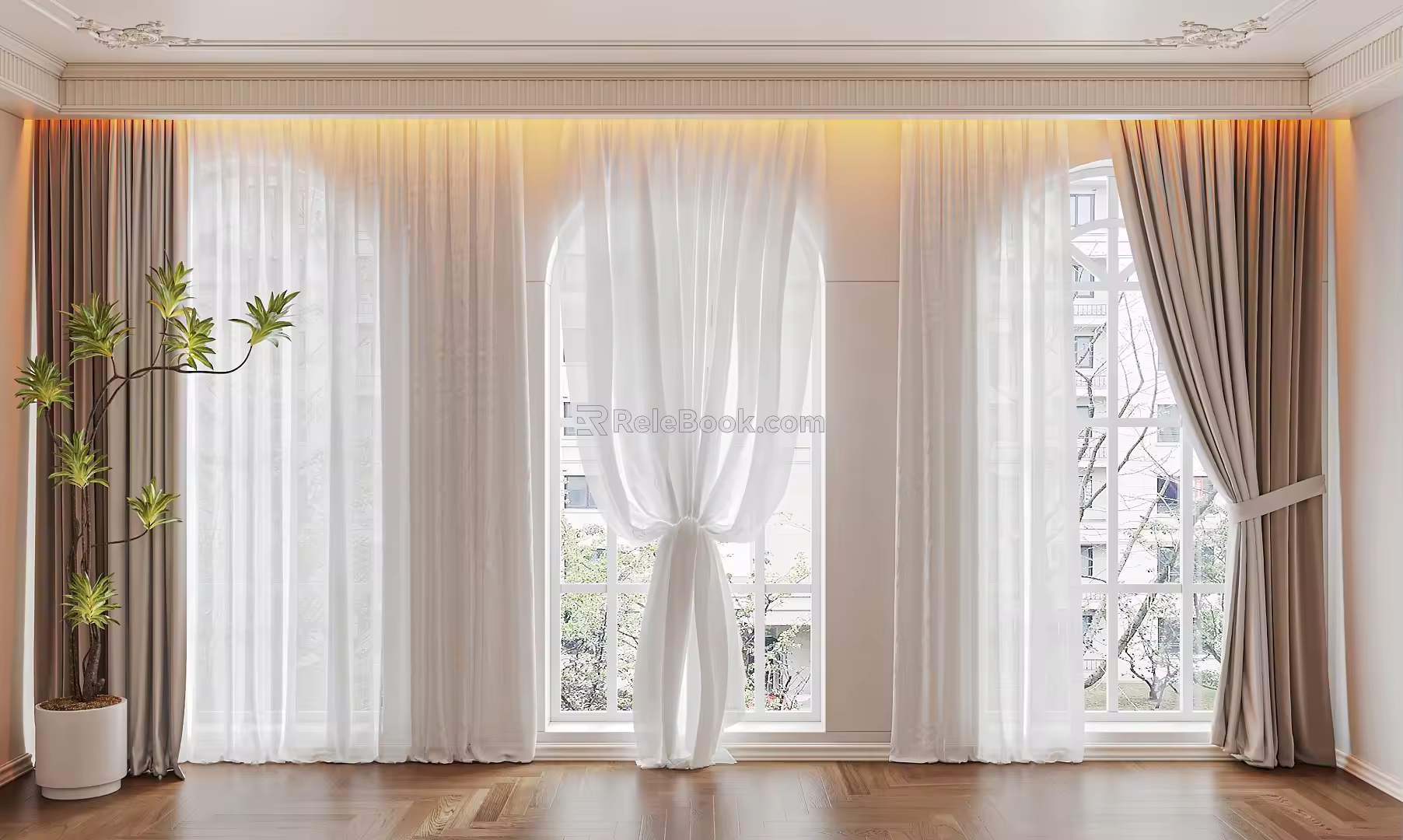 Modern Curtain Window Screen 3d model