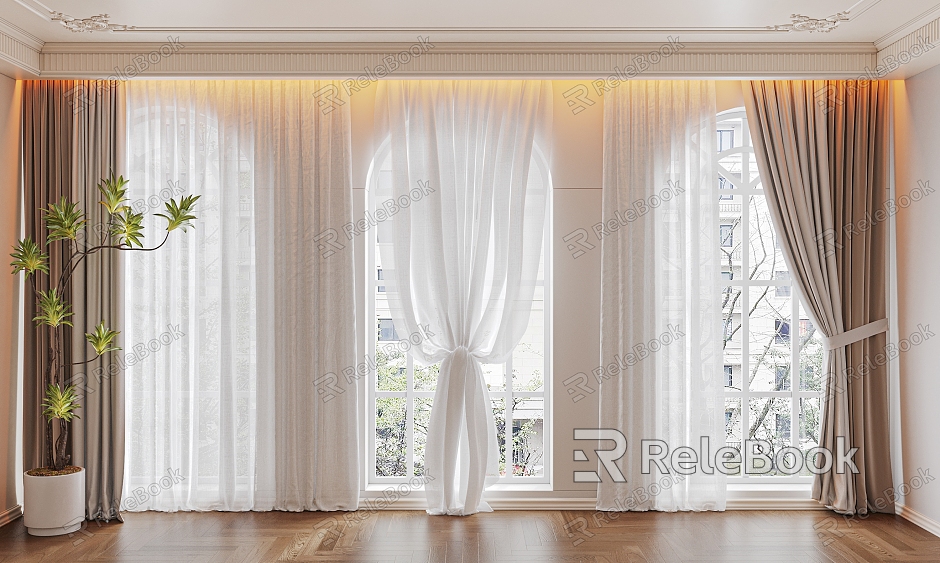 Modern Curtain Window Screen model