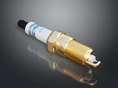 Automotive Spark Plug High Performance Gold Plated Ceramic Design For Car Engines 3d model