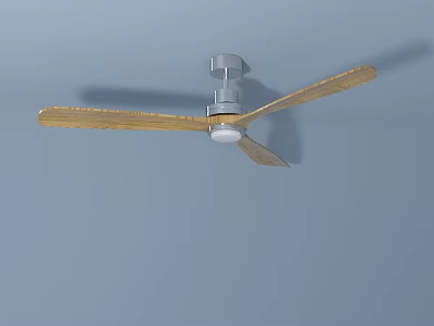 Modern Ceiling Fan With Wooden Blades And White Motor For Home Decoration 3d model
