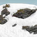Scenic Mountain Landscape With Snow Covered Ground And Exposed Rocks Under Clear Blue Sky