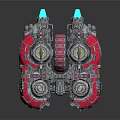 Sci-Fi Mechanical Device With Pink Silver Structure Circular Components Blue Illuminated Elements And Reflective Base