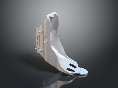 Silver Metal Mechanical Part With Holes Brackets And Smooth Surface 3d model