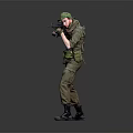 Military Themed Game Movie Character With Green Helmet Tactical Vest And Rifle