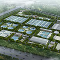 Large Industrial Factory Complex Featuring Multiple Connected Buildings Surrounding Greenery Roads And Organized Layout