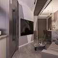 Modern Living Dining Room Interior With Sofa Coffee Table And Decorative Plants