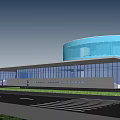 Modern Office Building Architectural Design With Glass Facade And Circular Structure 3d model