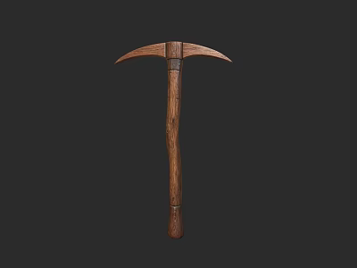 Durable Wooden Handle Pickaxe With Sturdy Metal Head For Home Use 3d model