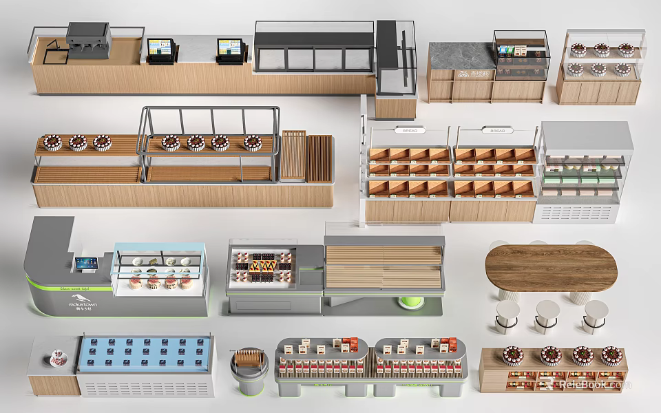 Modern Bar Counter Designs With Wooden Shelves Storage Cabinets And Seating Areas 3d model 