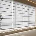 White Horizontal Blinds for Modern Minimalist Interior with Natural Light and Potted Plant