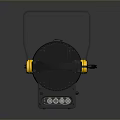 Professional Black Stage Light With Yellow Accents And Handle Design 3d model
