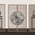 New Chinese Style Screen Lattice Partition Wood 3d model