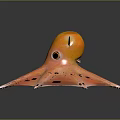 Orange and Pink Octopus Like Creature With Large Eye And Wing Shaped Tentacles