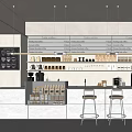 Modern Cafe Interior Featuring Counter Stools Menu Board Coffee Displays And Lighting