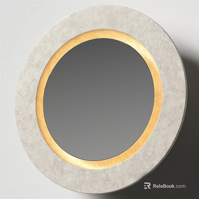 Modern Round Wall Light With Gray Frame And Gold Trim Design 3d model 