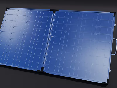 Smart Machine Foldable Solar Panel With Blue Grid Surface And Portable Design 3d model