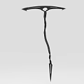 Black Metal Ice Axe With Curved Handle And Sharp Points For Climbing 3d model