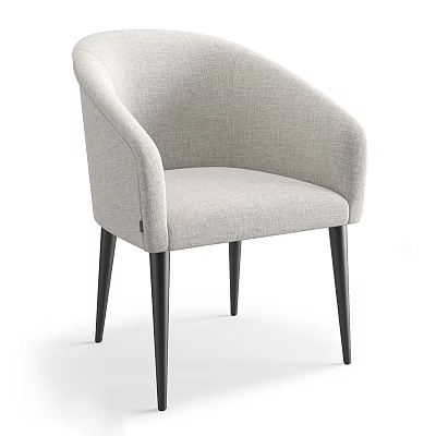 Modern Light Gray Fabric Accent Chair With Curved Armrest And Black Wooden Legs 3d model