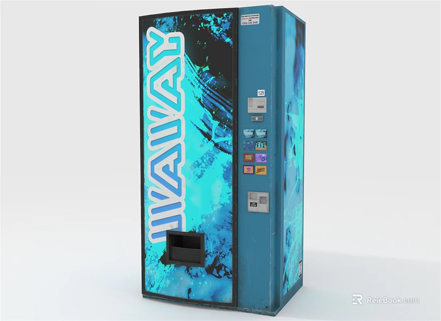 WAVAWAY Commercial Vending Machine Blue Exterior With Colorful Control Panel And Buttons 3d model 