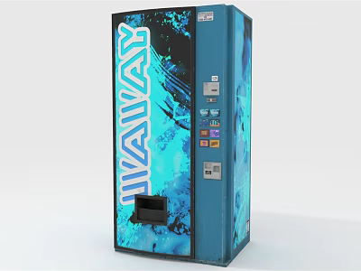 WAVAWAY Commercial Vending Machine Blue Exterior With Colorful Control Panel And Buttons 3d model