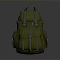 Practical Green Backpack With Adjustable Straps And Multiple Pockets For Daily Use 3d model
