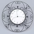 Decorative Wrought Iron Wall Clock With Black Dial And Gold Accents
