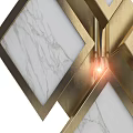 Elegant Diamond Shaped Wall Lamp With Gold Frame And Marble Panels 3d model