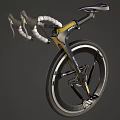 Sleek Black And Yellow Racing Bike With Aerodynamic Design And Curved Handlebars