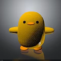 Cute Yellow Knitted Chick Toy With Round Body And Orange Feet