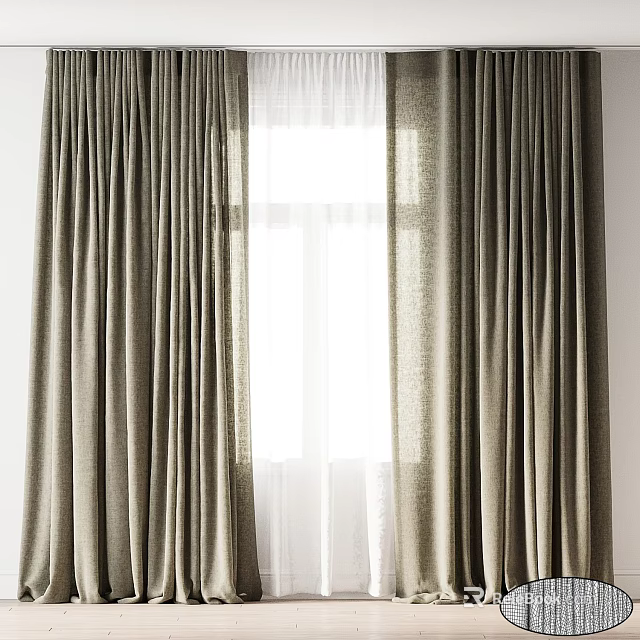 Elegant Modern Curtains With Sheer Liner And Natural Light Through Window 3d model 
