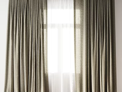 Elegant Modern Curtains With Sheer Liner And Natural Light Through Window 3d model
