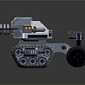 Futuristic Armored Tank With Blue Gray Color Tracks And Weapon