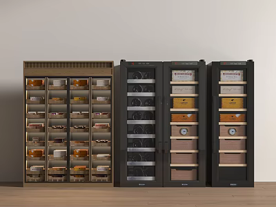 Wooden And Black Wine Cabinet With Shelves For Wine Bottles Storage 3d model