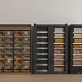 Wooden And Black Wine Cabinet With Shelves For Wine Bottles Storage