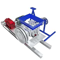 Industrial Mechanical Equipment With Red Engine Blue Frame And Belts 3d model