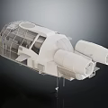 Modern Warship 3D Model Design Featuring Transparent Cockpit And Two Large Engines 3d model