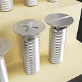 Various Types of Hardware Tools Screws and Bolts Arranged on Layered Display Stand