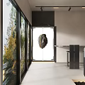 Elegant Modern Restaurant Interior With Black Bar Counter And Warm Ambient Lighting