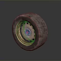 High Performance Rubber Tire With Deep Tread Pattern Red Sidewall Stripe And Metallic Wheel Rim