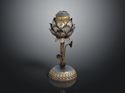 Elegant Classic Metal Decorative Furniture Accessory Featuring Lotus Shaped Design And Carved Base 3d model